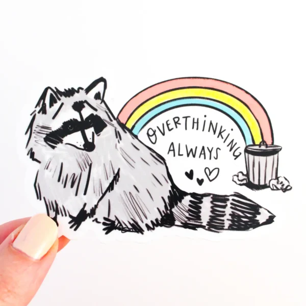 Overthinking Raccoon Vinyl Sticker